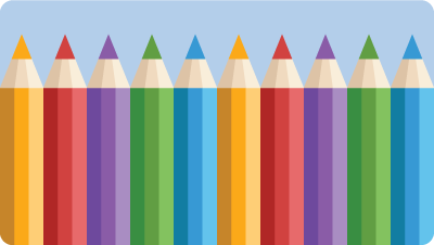 Illustration of colorful pencils in a row.