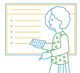 line drawing of person at whiteboard